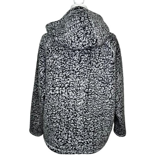 PINK Victoria's Secret Black White Pullover Hoodie Fluffy Popcorn Medium - Picture 5 of 9